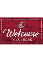 Washington State Cougars Team Welcome 11x19 Sign - Red