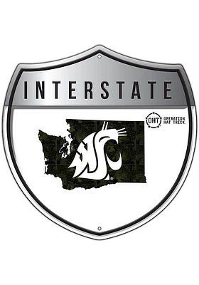 Washington State Cougars 24in OHT Camo Interstate Sign - Red