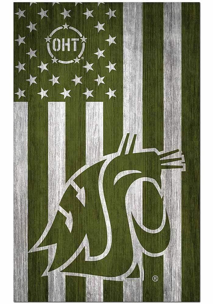 Washington State Cougars 11x19 OHT Military Flag Sign - Red