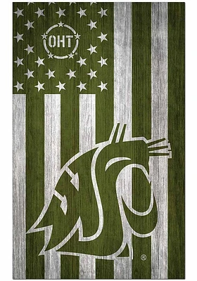 Washington State Cougars 11x19 OHT Military Flag Sign - Red