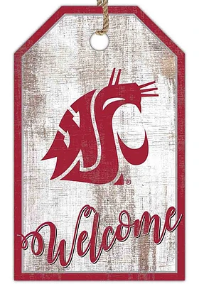 Washington State Cougars Welcome Team Tag Sign - Red