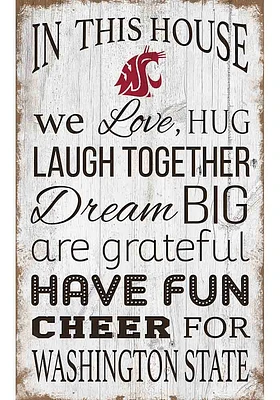 Washington State Cougars In This House 11x19 Sign - Red