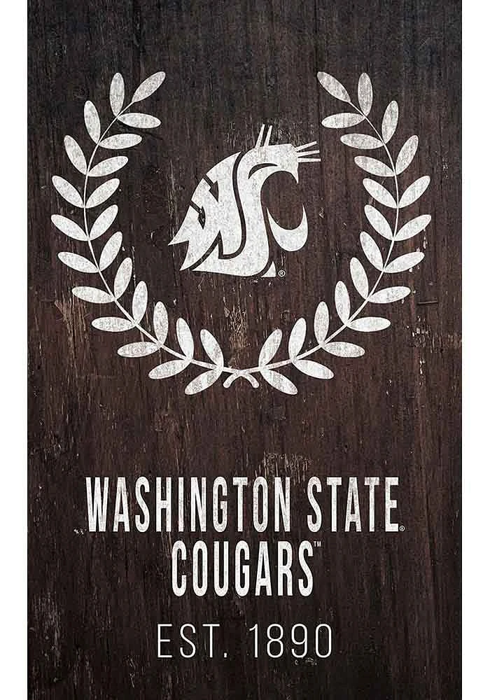 Washington State Cougars Laurel Wreath Sign - Red