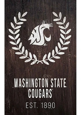 Washington State Cougars Laurel Wreath Sign - Red