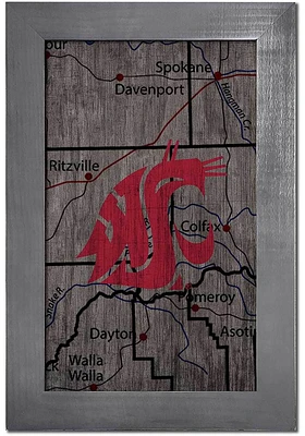 Washington State Cougars City Map Sign - Red