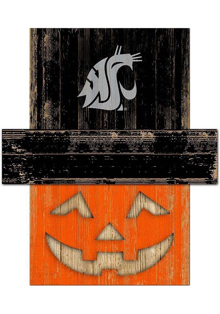 Washington State Cougars Pumpkin Head Sign - Red