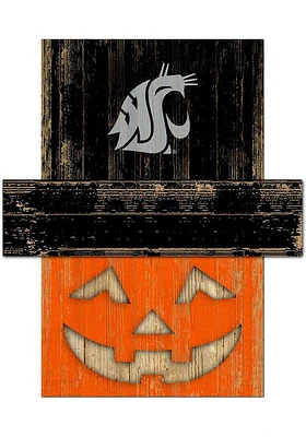 Washington State Cougars Pumpkin Head Sign - Red