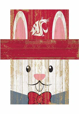 Washington State Cougars Easter Bunny Head Sign - Red