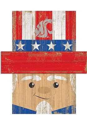 Washington State Cougars Patriotic Head Sign - Red