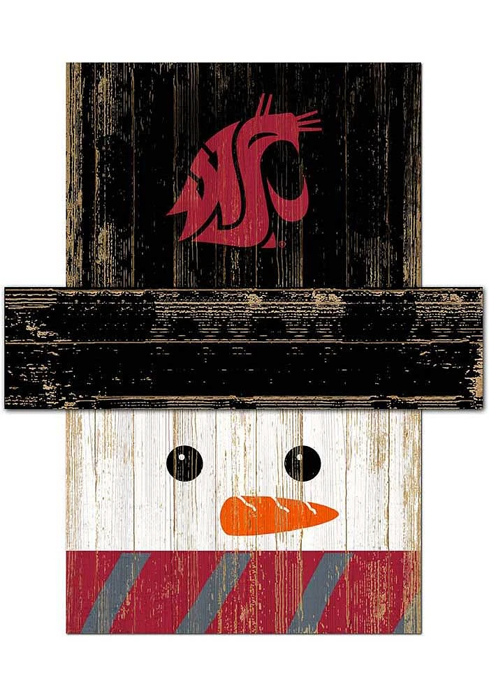 Washington State Cougars Snowman Head Sign - Red