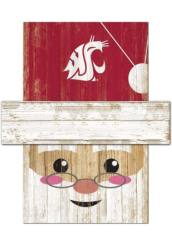 Washington State Cougars Santa Head Sign - Red