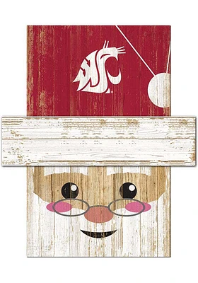 Washington State Cougars Santa Head Sign - Red