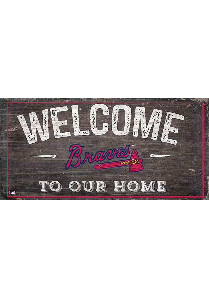 Atlanta Braves Welcome Distressed Sign - Blue