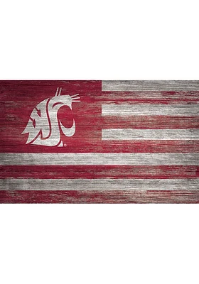 Washington State Cougars Distressed Flag Picture Frame - Red