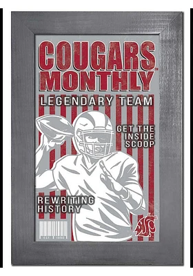 Washington State Cougars 11x19 Framed Monthly Sign - Red