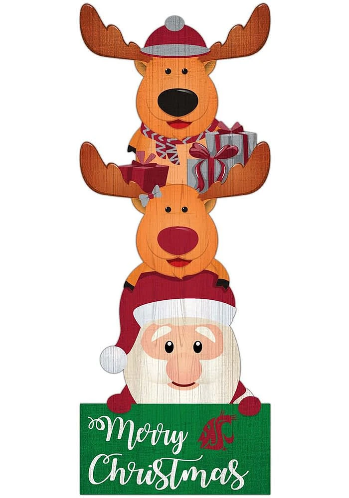 Washington State Cougars 31 Inch Santa Stack Leaner Sign - Red