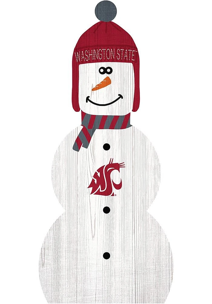 Washington State Cougars Snowman Leaner Sign - Red