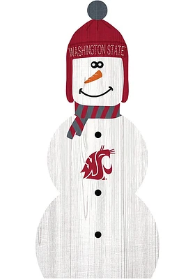 Washington State Cougars Snowman Leaner Sign - Red
