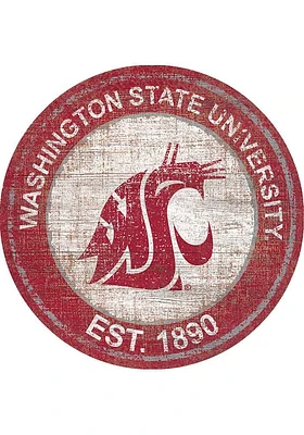 Washington State Cougars Round Heritage Logo Sign - Red