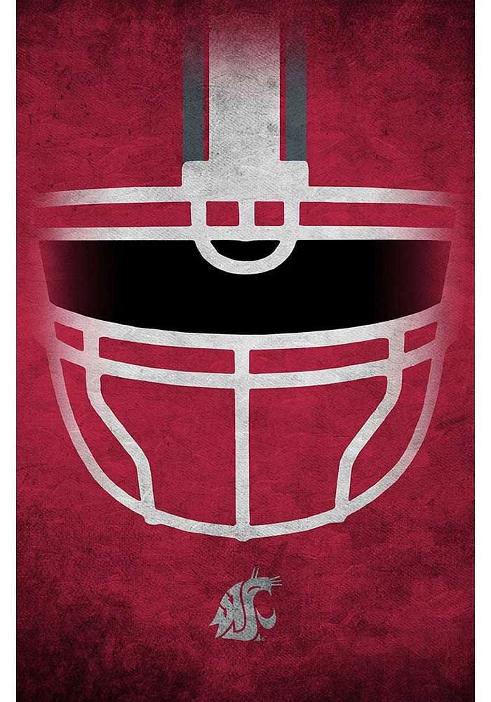Washington State Cougars Ghost Helmet 17x26 Sign - Red