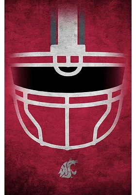 Washington State Cougars Ghost Helmet 17x26 Sign - Red
