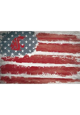 Washington State Cougars Flag 17x26 Sign - Red