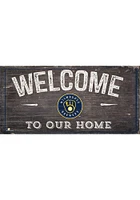 Milwaukee Brewers Welcome Distressed Sign - Navy Blue