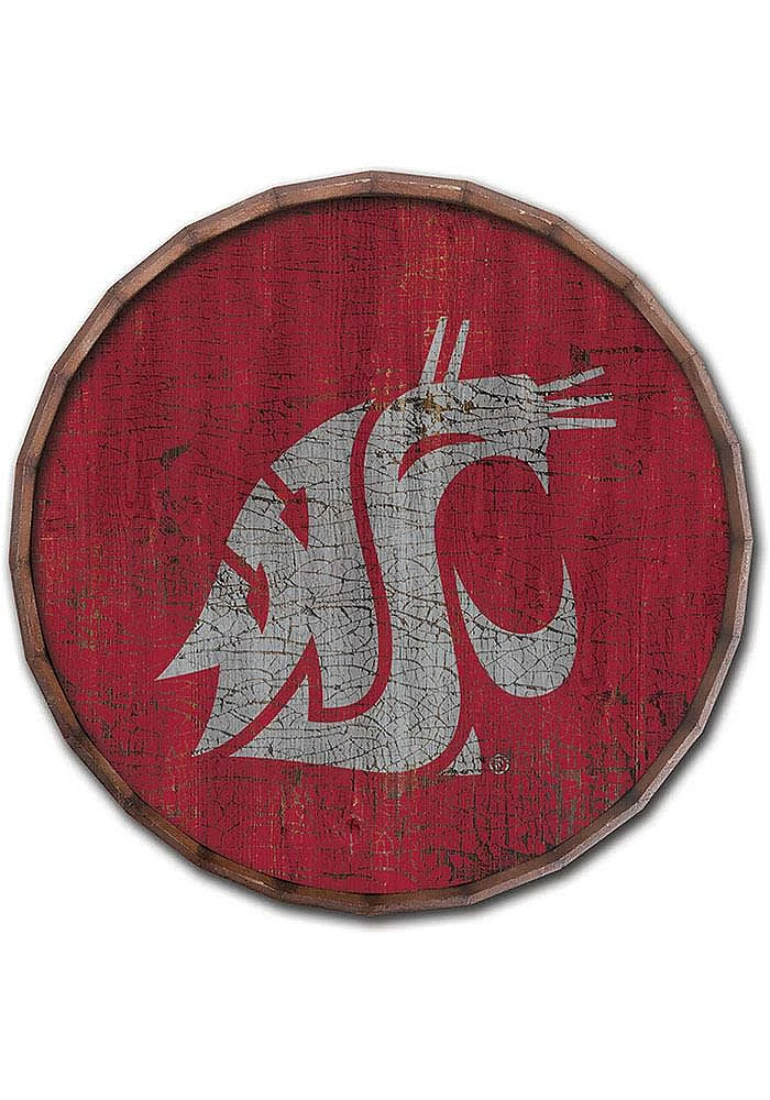 Washington State Cougars Cracked Color 24 Inch Barrel Top Sign - Red