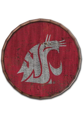 Washington State Cougars Cracked Color 24 Inch Barrel Top Sign - Red
