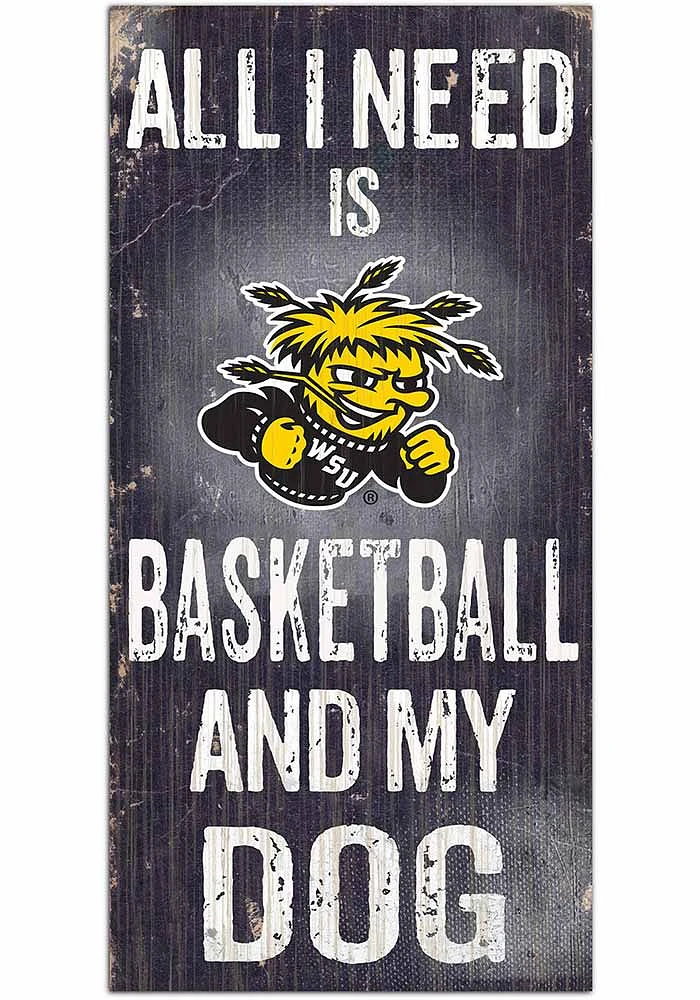 Wichita State Shockers Basketball and My Dog Sign - Yellow