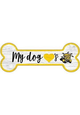Wichita State Shockers Dog Bone 6x12 Sign - Yellow