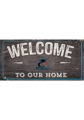 Miami Marlins Welcome Distressed Sign - Blue