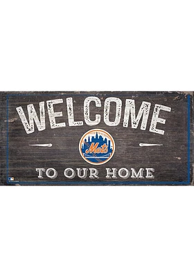 New York Mets Welcome Distressed Sign - Blue