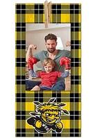 Wichita State Shockers Plaid Clothespin Sign - Yellow
