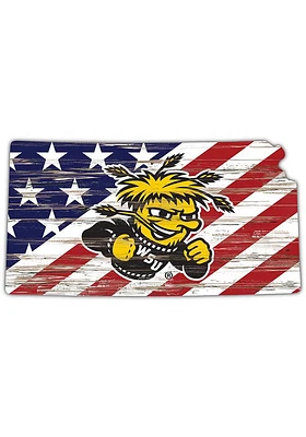 Wichita State Shockers 12 Inch USA State Cutout Sign - Yellow