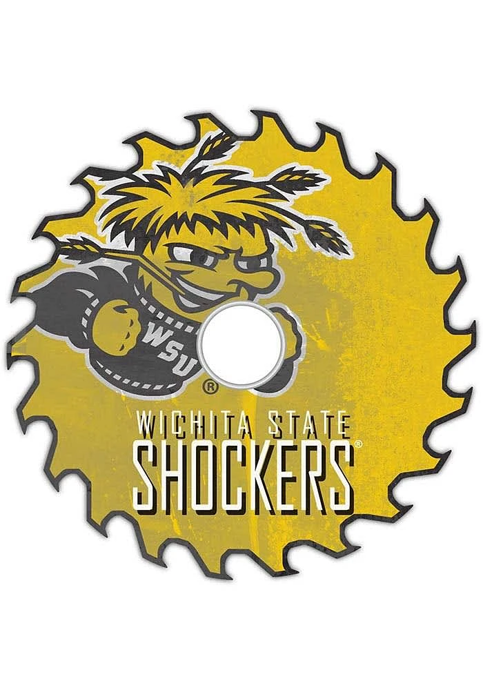 Wichita State Shockers Rust Circular Saw Sign - Yellow