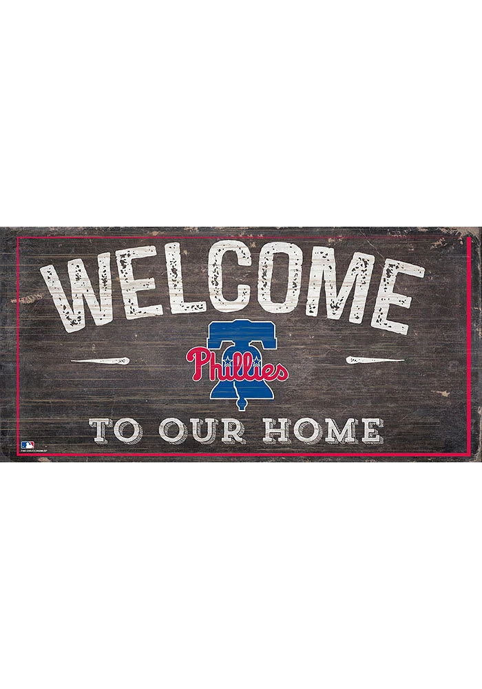 Philadelphia Phillies Welcome Distressed Sign - Red