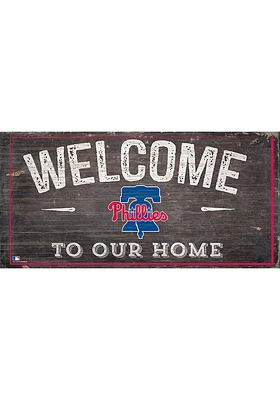 Philadelphia Phillies Welcome Distressed Sign - Red