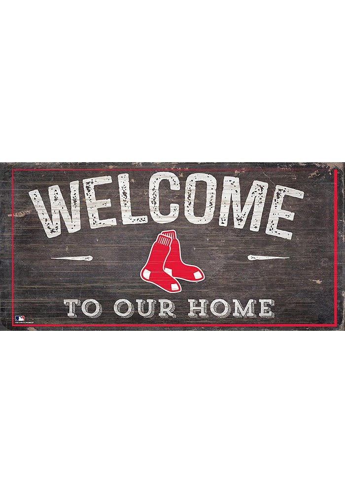 Boston Red Sox Welcome Distressed Sign - Red