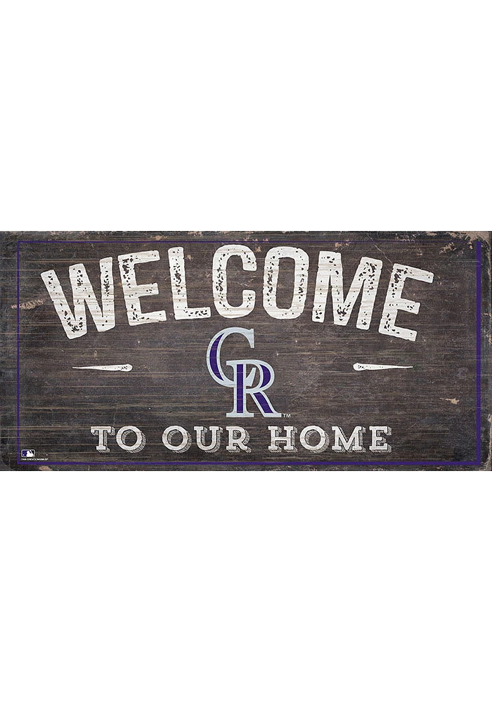 Colorado Rockies Welcome Distressed Sign - Purple