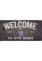 Colorado Rockies Welcome Distressed Sign - Purple