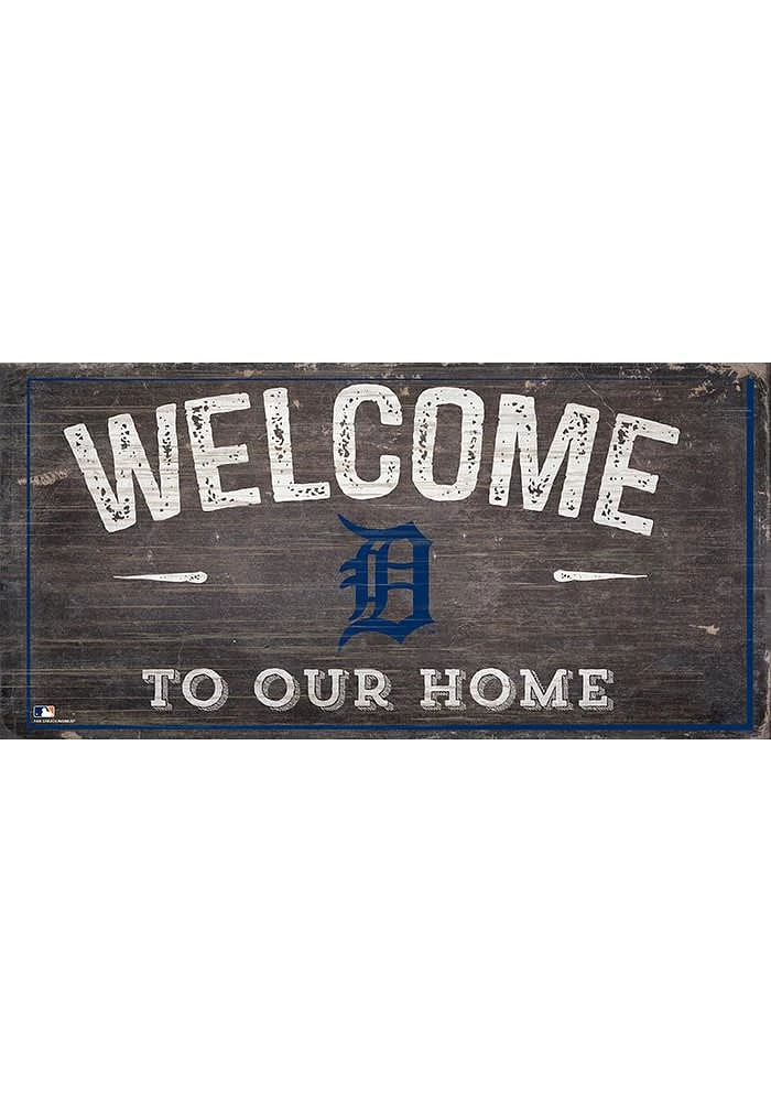 Detroit Tigers Welcome Distressed Sign - Navy Blue