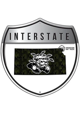 Wichita State Shockers 24in OHT Camo Interstate Sign - Yellow