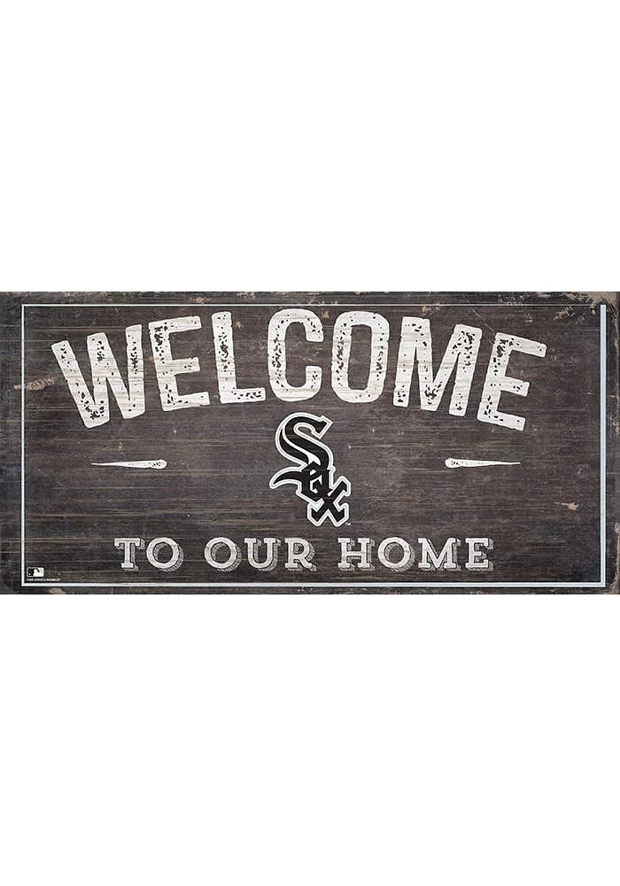 Chicago White Sox Welcome Distressed Sign - Black
