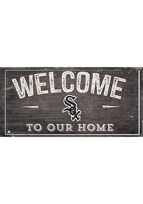Chicago White Sox Welcome Distressed Sign - Black