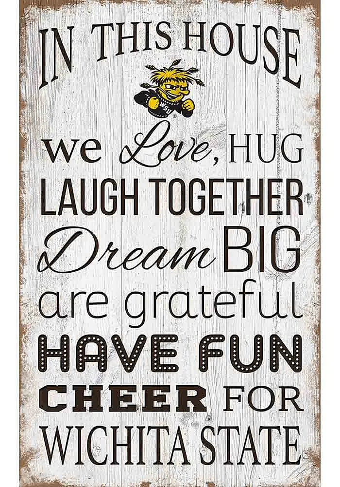 Wichita State Shockers In This House 11x19 Sign - Yellow