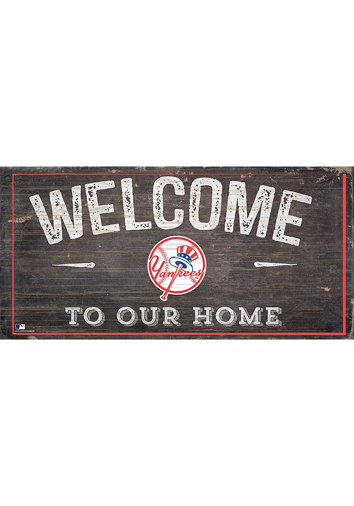 New York Yankees Welcome Distressed Sign - Blue