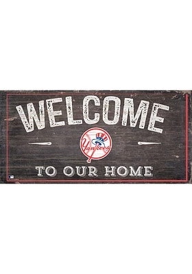 New York Yankees Welcome Distressed Sign - Blue