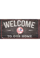New York Yankees Welcome Distressed Sign - Blue