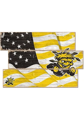 Wichita State Shockers Flag 3 Plank Sign - Yellow